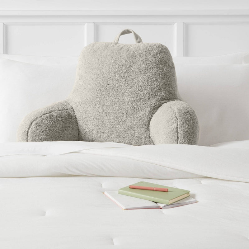 Faux Shearling Bed Rest Pillow Light Gray - Room Essentials™ (LOCAL PICKUP ONLY)