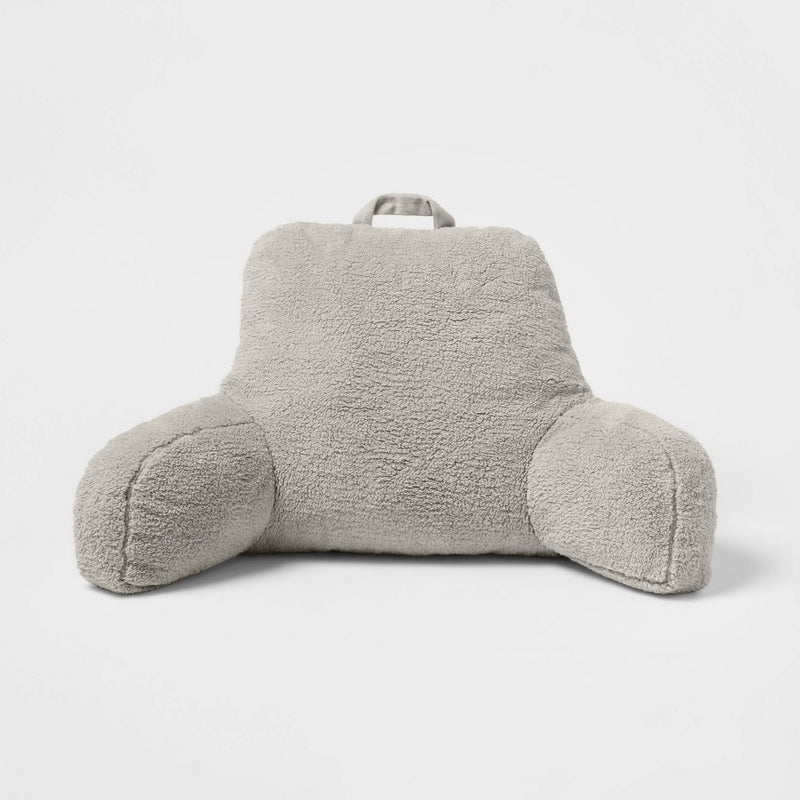 Faux Shearling Bed Rest Pillow Light Gray - Room Essentials™ (LOCAL PICKUP ONLY)