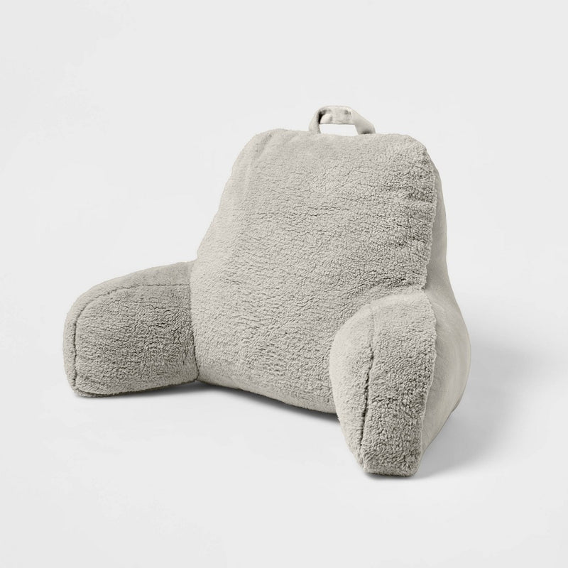 Faux Shearling Bed Rest Pillow Light Gray - Room Essentials™ (LOCAL PICKUP ONLY)