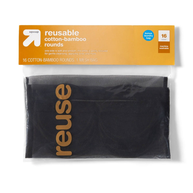 Reusable Make Up Removing Cotton Rounds with Washable Bag - Black - 16ct - up & up™