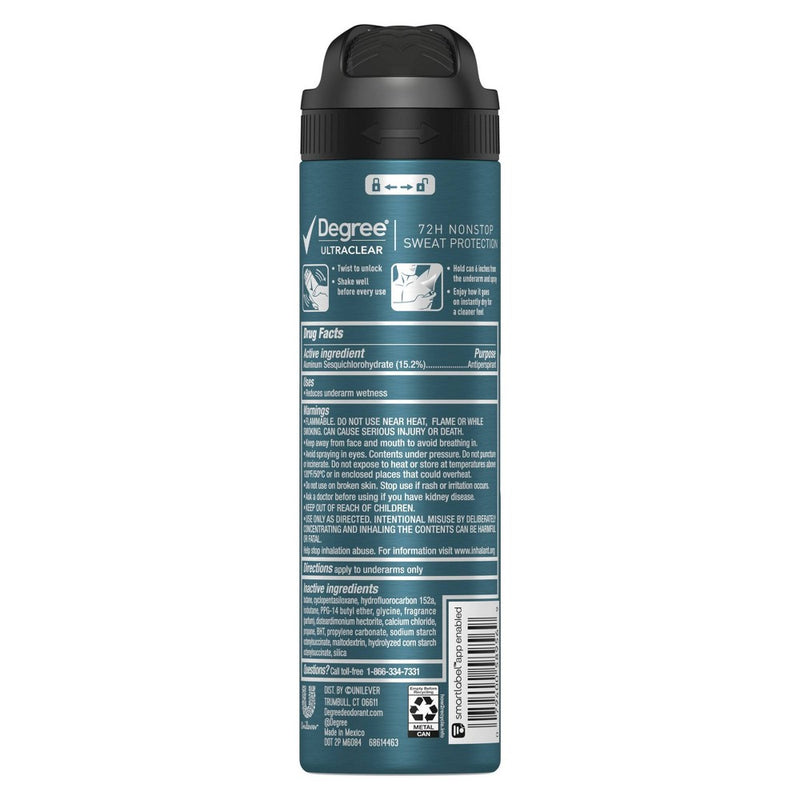 Degree Men Ultraclear Black + White 72-Hour Antiperspirant & Deodorant Spray - 3.8oz