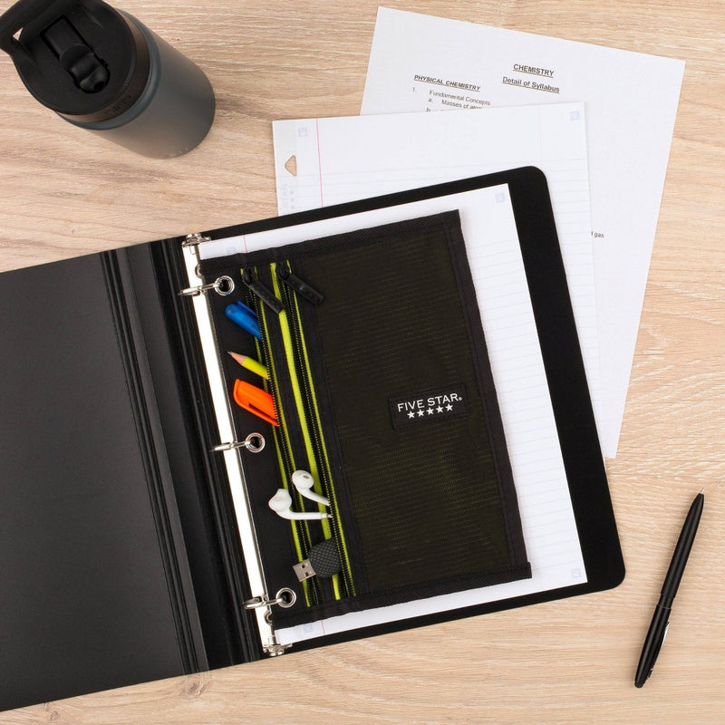 Five Star Dual Zipper Pencil Pouch - Black