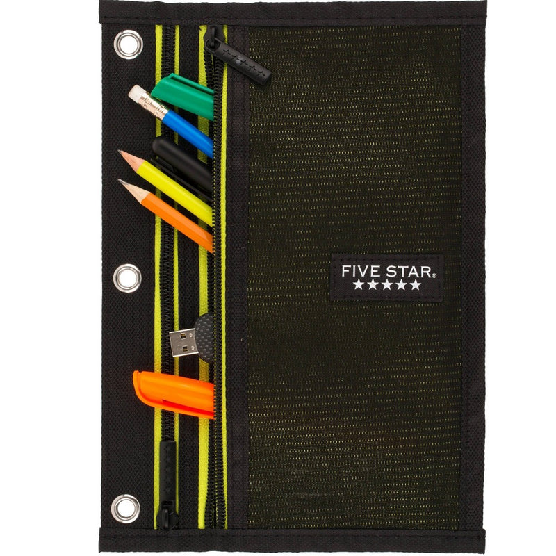 Five Star Dual Zipper Pencil Pouch - Black