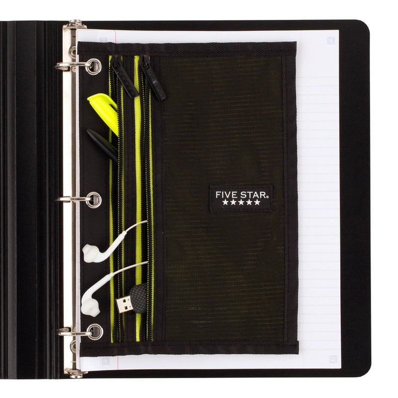Five Star Dual Zipper Pencil Pouch - Black