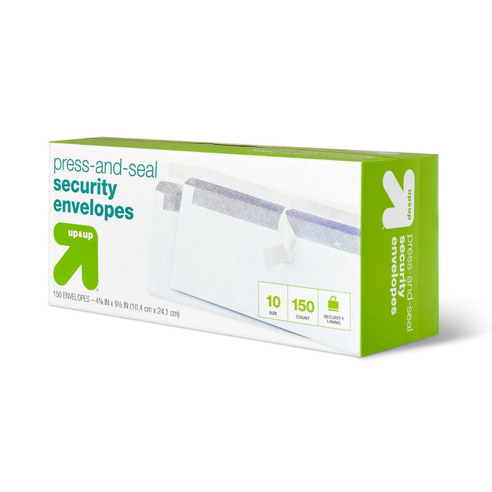 150ct 4" x 9.5" Press and Seal Security Envelopes White - up & up™