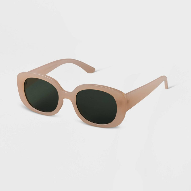 Women's Plastic Retro Oval Sunglasses - A New Day™ Ivory