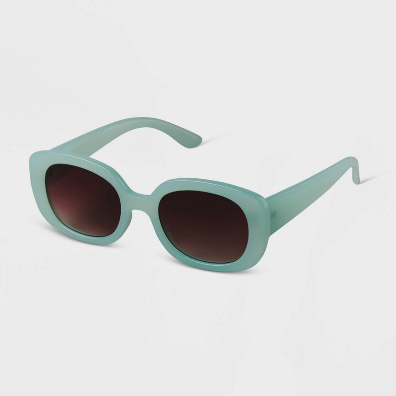 Women's Plastic Retro Oval Sunglasses - A New Day™ Mint