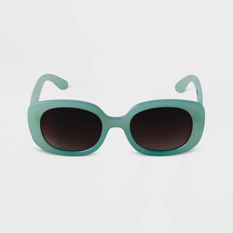 Women's Plastic Retro Oval Sunglasses - A New Day™ Mint