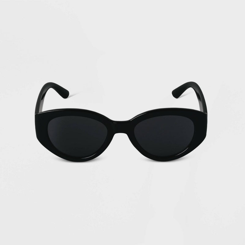 Women's Plastic Oval Sunglasses - A New Day™ Black