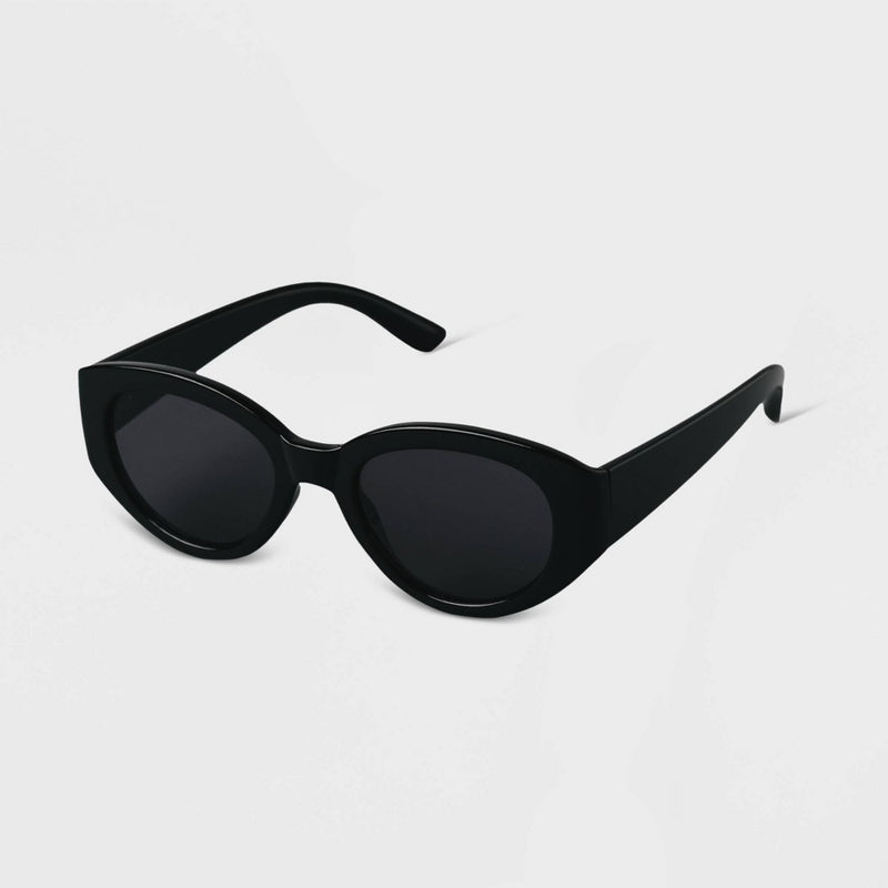 Women's Plastic Oval Sunglasses - A New Day™ Black