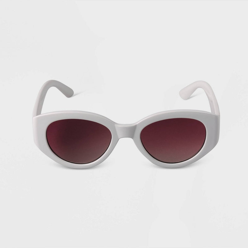 Women's Plastic Oval Sunglasses - A New Day™ White
