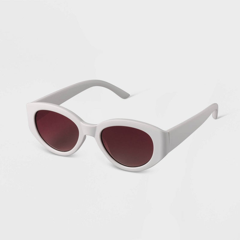 Women's Plastic Oval Sunglasses - A New Day™ White