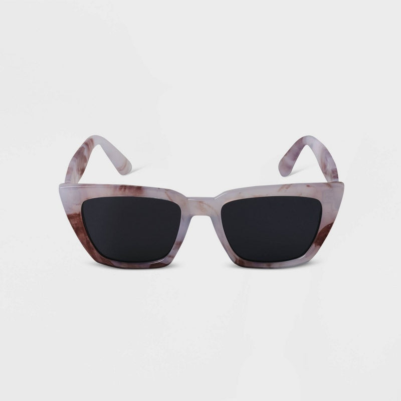 Women's Marble Angular Rectangle Sunglasses - A New Day™ Gray