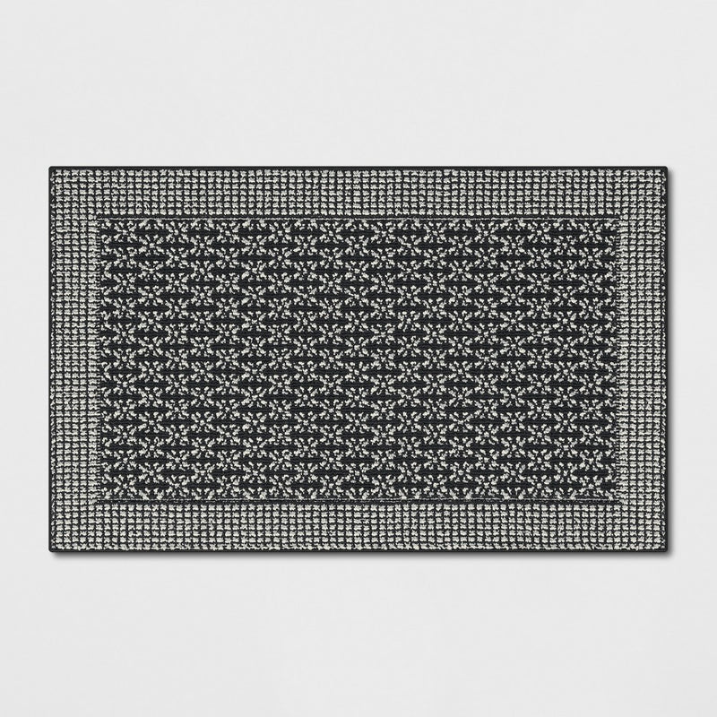 2'6"x3'10" Washable Geometric Border Tufted Accent Rug Black - Threshold™6 (LOCAL PICKUP ONLY)