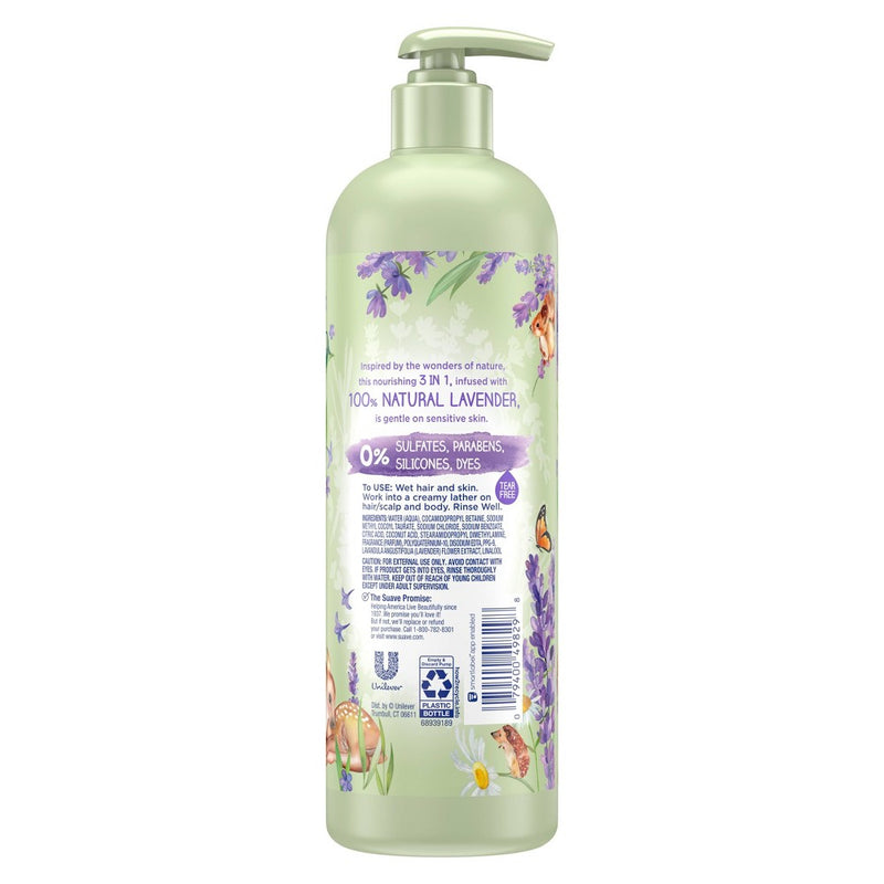 Suave Kids' Natural Lavender 3-in-1 Pump Shampoo + Conditioner + Body Wash - 16.5 fl oz