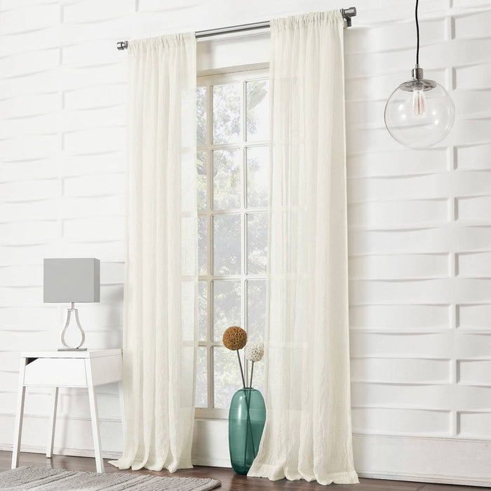 1pc 50"x63" Sheer Avril Crushed Textured Window Curtain Panel Cream - No. 918