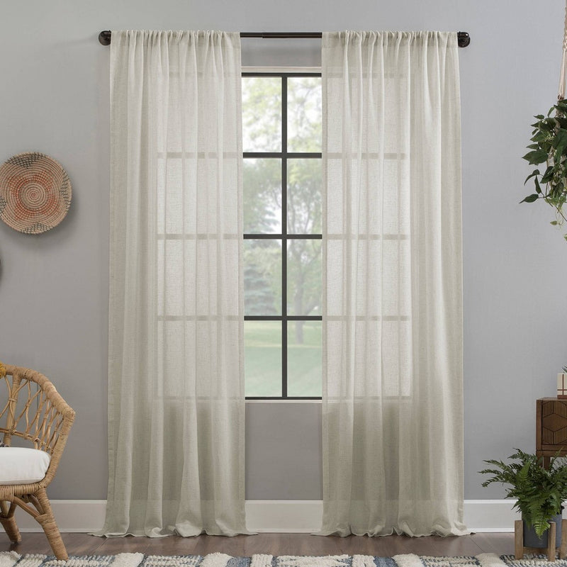 63"x52" Crushed Texture Anti-Dust Sheer Curtain Panel Off White - Clean Window