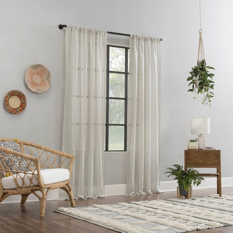 63"x52" Crushed Texture Anti-Dust Sheer Curtain Panel Off White - Clean Window