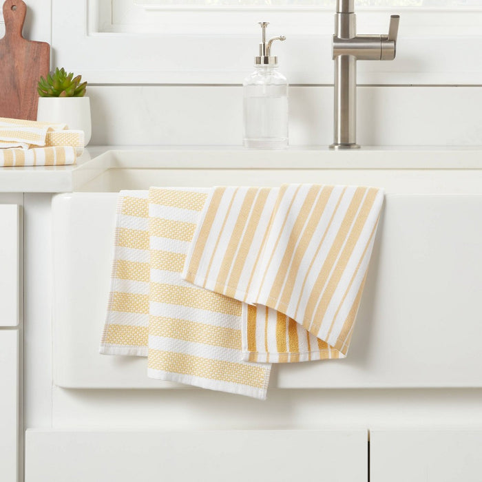 5pk Cotton Assorted Kitchen Towels Yellow - Threshold™
