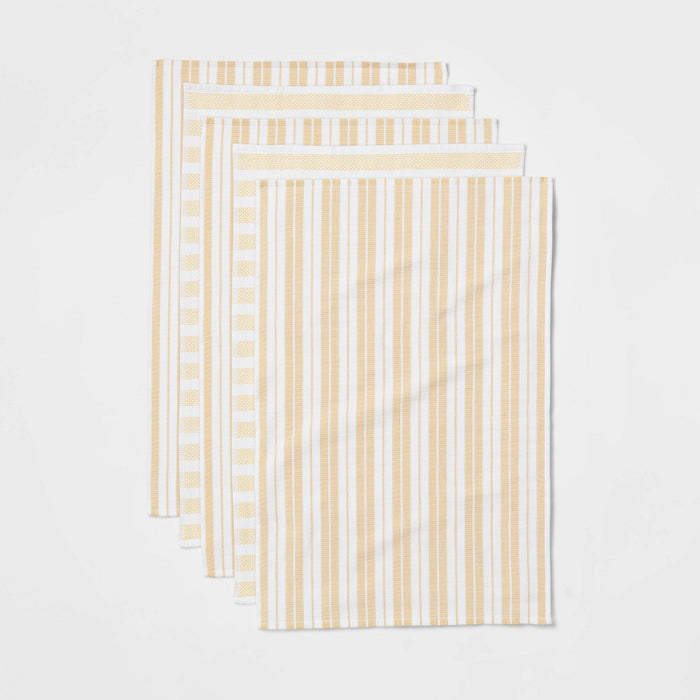 5pk Cotton Assorted Kitchen Towels Yellow - Threshold™
