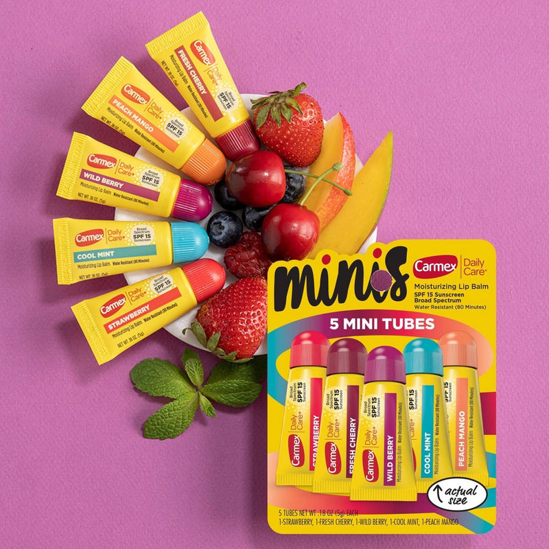 Carmex Daily Care Moisturizing Assorted Flavor Mini SPF 15 Lip Balm - 0.9oz