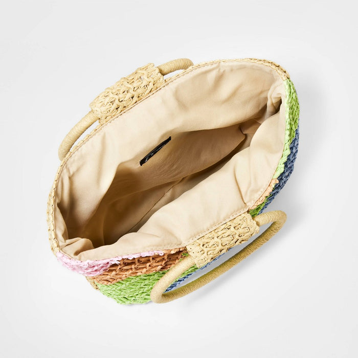 Girls' Striped Paper Straw Tote Bag - art class™