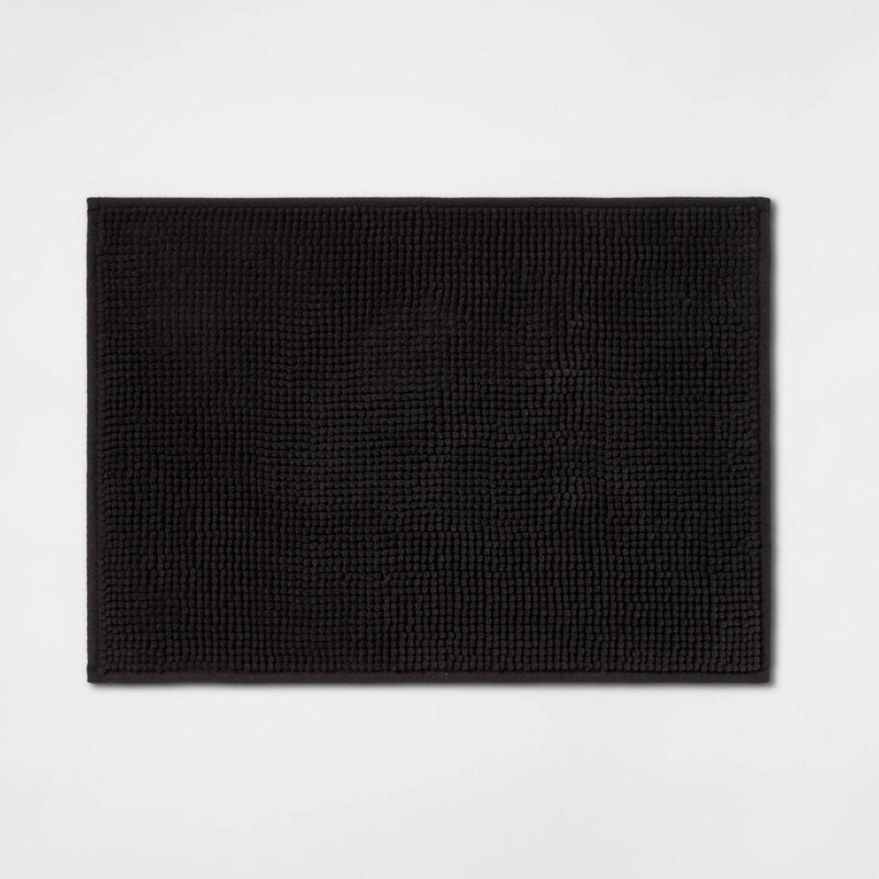 17"x24" Everyday Chenille Bath Rug Black - Room Essentials™
