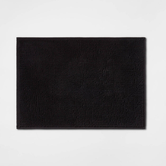 17"x24" Everyday Chenille Bath Rug Black - Room Essentials™