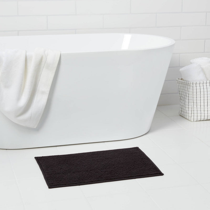 17"x24" Everyday Chenille Bath Rug Black - Room Essentials™