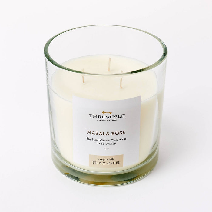 18oz Clear Glass Masala Rose Candle White - Threshold™ designed with Studio McGee