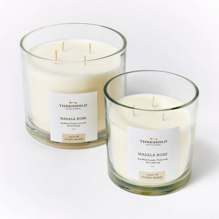 18oz Clear Glass Masala Rose Candle White - Threshold™ designed with Studio McGee