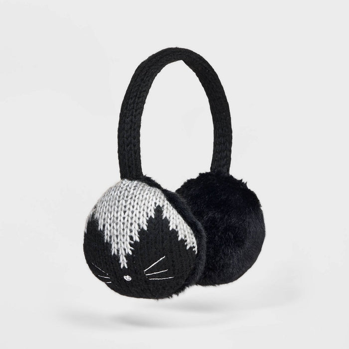 Girls' Knitted Earmuff Hat - Cat & Jack™ Black