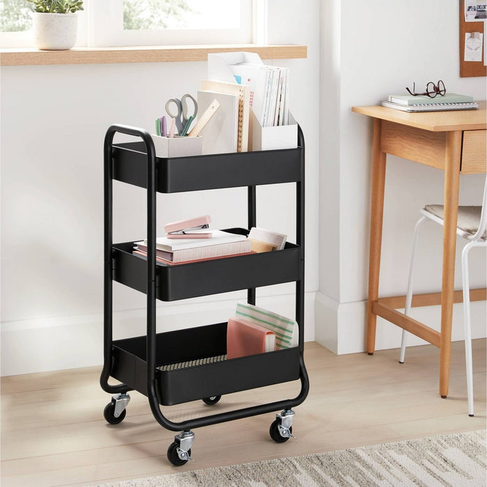 3 Tier Metal Utility Cart Black - Brightroom™