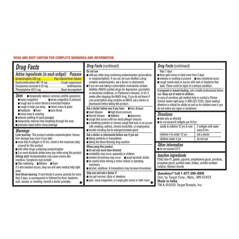 Nighttime Severe Cold & Flu Softgels - 24ct - up & up™