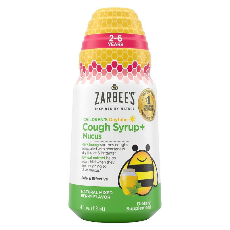 Zarbee’s Kids Cough + Mucus Daytime with Honey, Ivy Leaf, Zinc & Elderberry - Mixed Berry - 4 fl oz