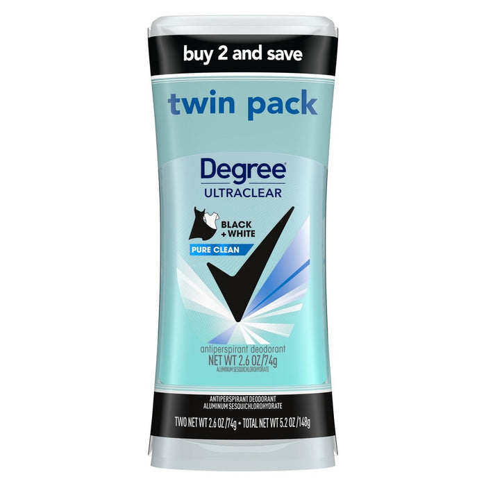 Degree Ultraclear Black + White Pure Clean 72-Hour Antiperspirant & Deodorant - 2.6oz/2pk