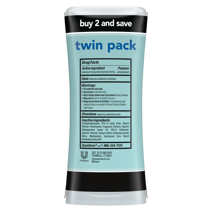 Degree Ultraclear Black + White Pure Clean 72-Hour Antiperspirant & Deodorant - 2.6oz/2pk