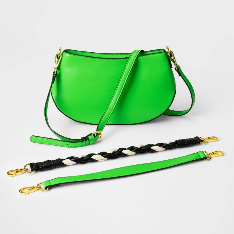 Women's Handbag with Braided Handle - Future Collective™ with Kahlana Barfield Brown Lime Green