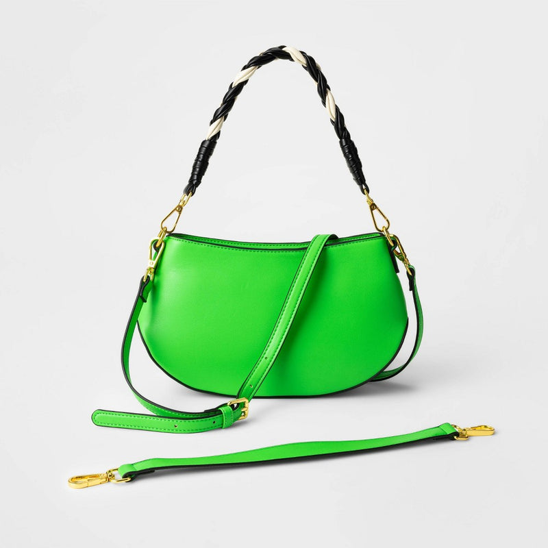 Women's Handbag with Braided Handle - Future Collective™ with Kahlana Barfield Brown Lime Green