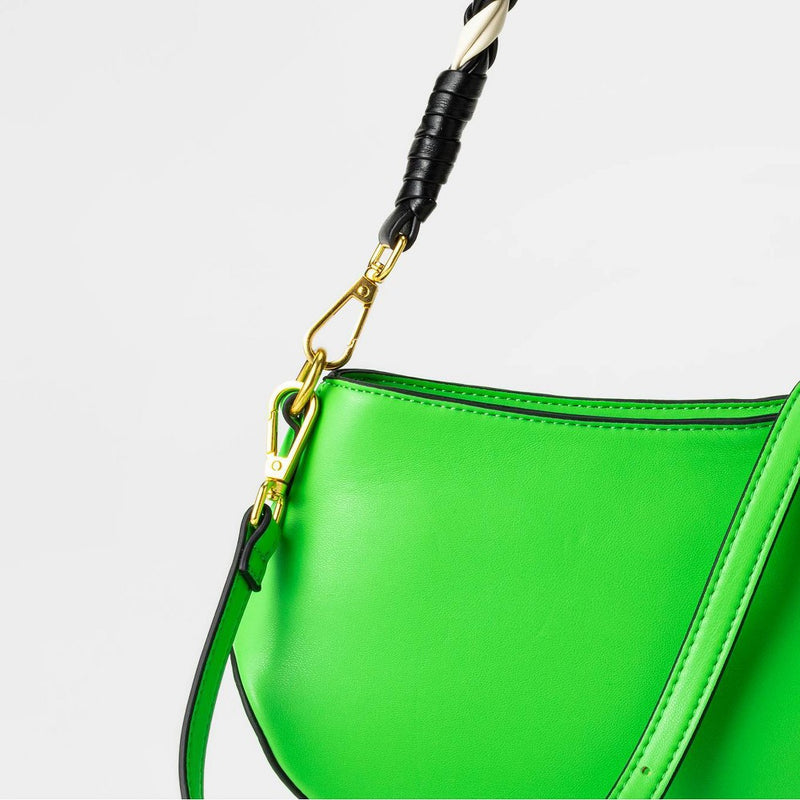 Women's Handbag with Braided Handle - Future Collective™ with Kahlana Barfield Brown Lime Green