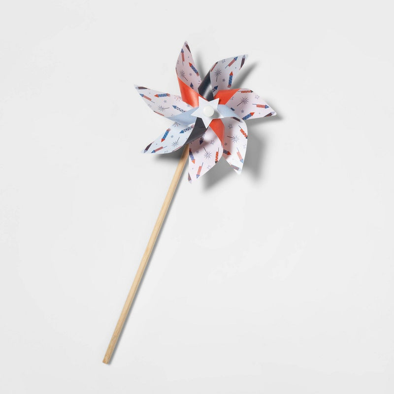 20" Pinwheel All Over Fireworks on White Solid - Sun Squad™