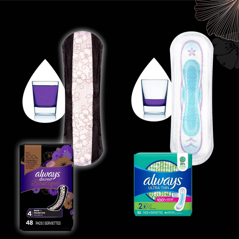 Always Discreet Boutique Incontinence and Postpartum Incontinence Pads - Moderate Absorbency - Regular Length - 48ct