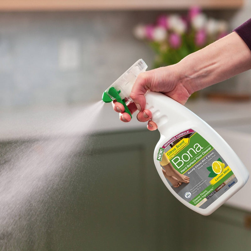 Bona Cleaning Products Multi-Surface Cleaner Spray + Mop All Purpose Floor Cleaner - Lemon Mint - 32oz