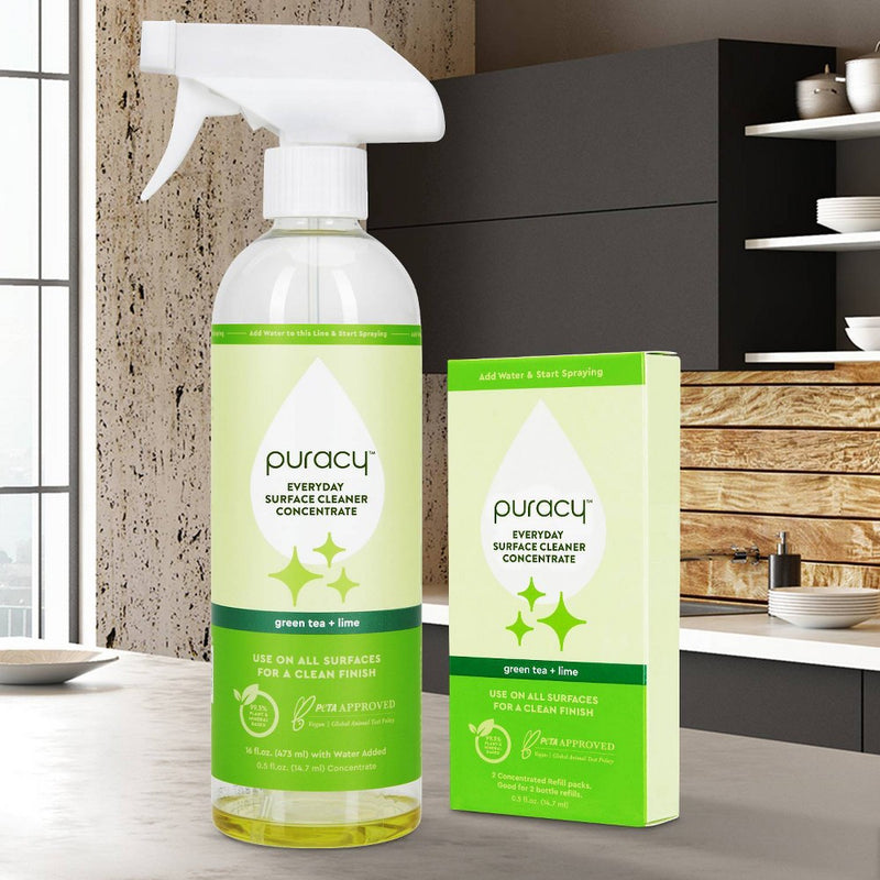 Puracy Everyday Surface Cleaner Concentrate Packettes - Green Tea & Lime - 2pk (Makes 32 fl oz)