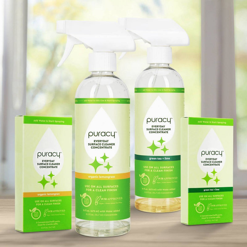 Puracy Everyday Surface Cleaner Concentrate Packettes - Green Tea & Lime - 2pk (Makes 32 fl oz)