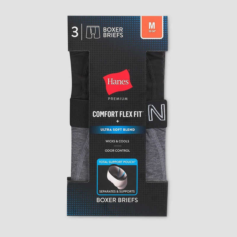 Hanes Premium Men's 3pk Boxer Briefs with Anti Chafing Total Support Pouch - ColorsMayVary XL