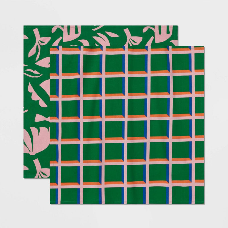 2pk Cotton Tea Towels Green - Opalhouse™