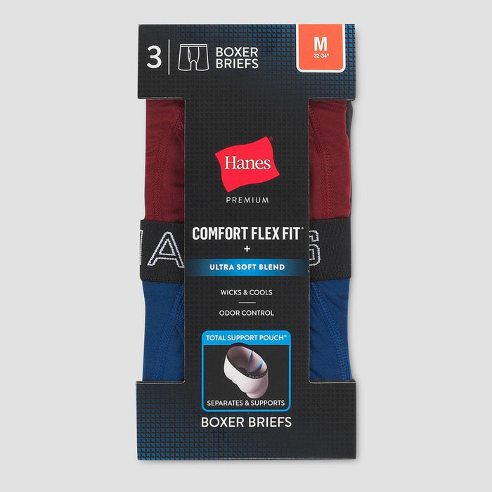 Hanes Premium Men's 3pk Boxer Briefs with Anti Chafing Total Support Pouch - Color May Vary S