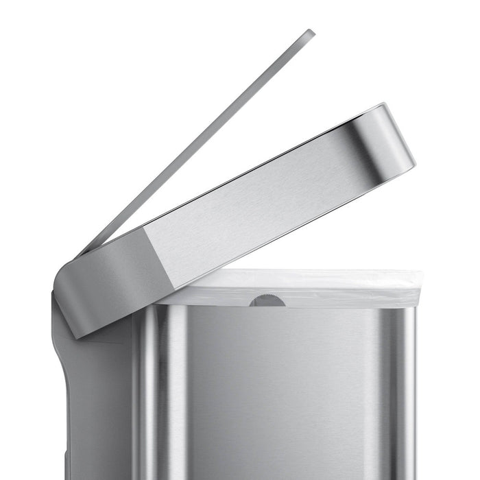 simplehuman 45L Rectangular Step Trash Can with Liner Pocket Brushed Stainless Steel and Gray Plastic Lid (LOCAL PICKUP ONLY)