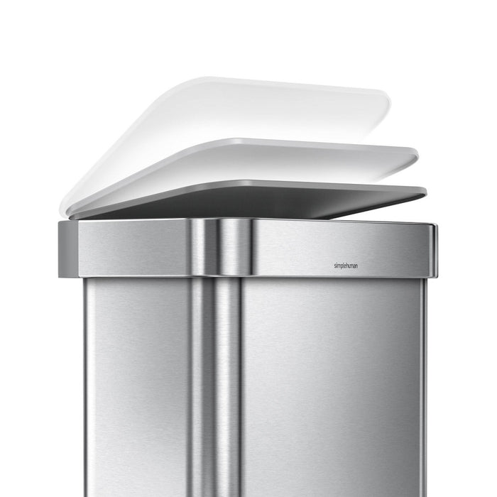 simplehuman 45L Rectangular Step Trash Can with Liner Pocket Brushed Stainless Steel and Gray Plastic Lid (LOCAL PICKUP ONLY)